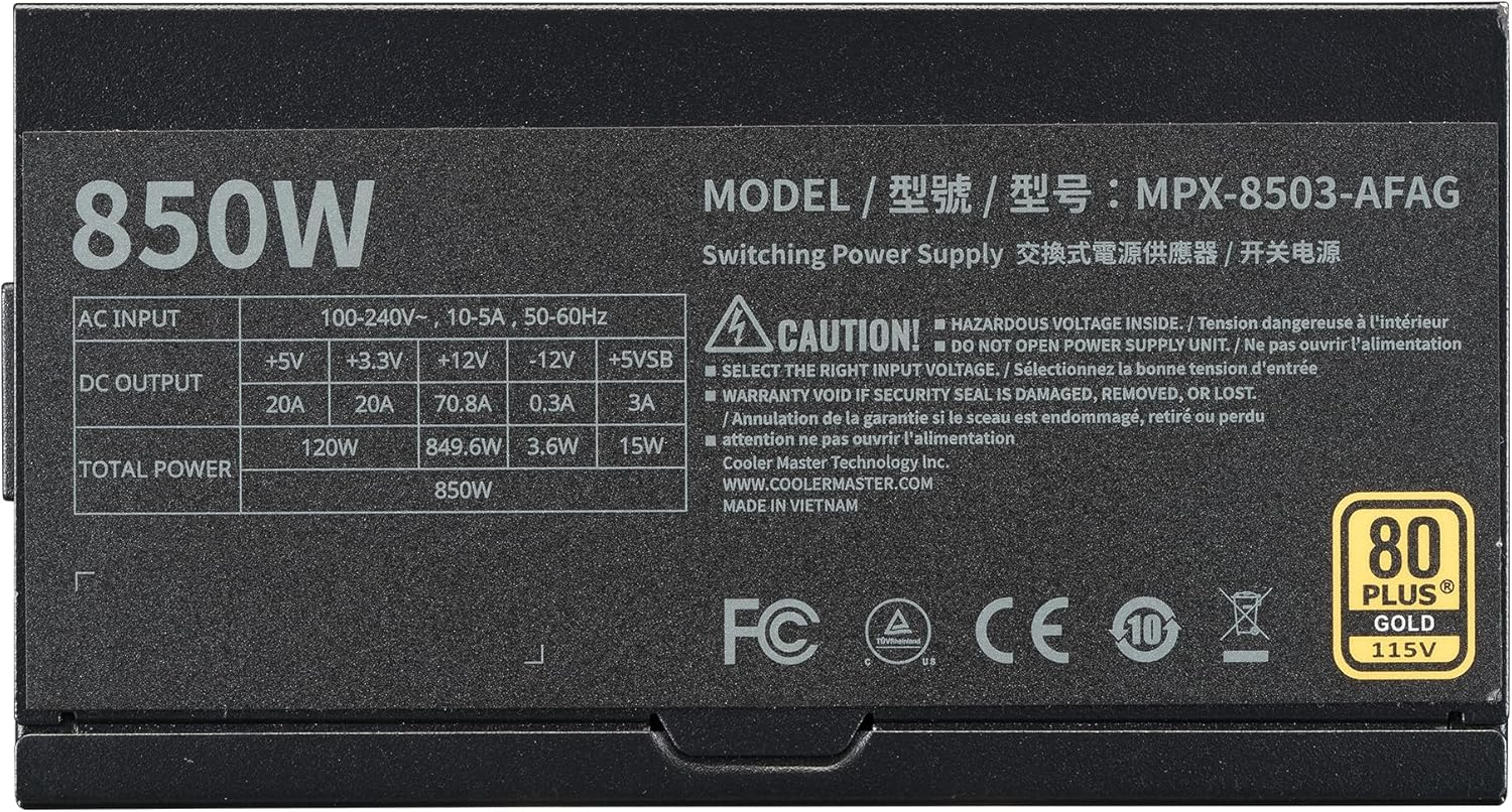 COOLER MASTER MWE GOLD 850 V3 POWER SUPPLY COOLER MASTER MWE GOLD 850 V3 POWER SUPPLY